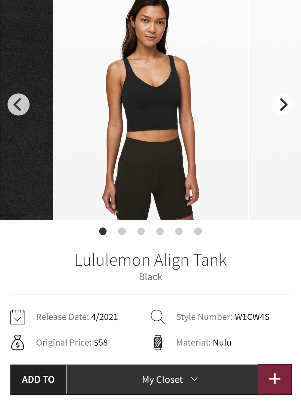 lululemon athletica Align Tank — Black